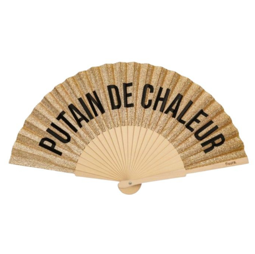 Éventail à paillettes "Putain de Chaleur"