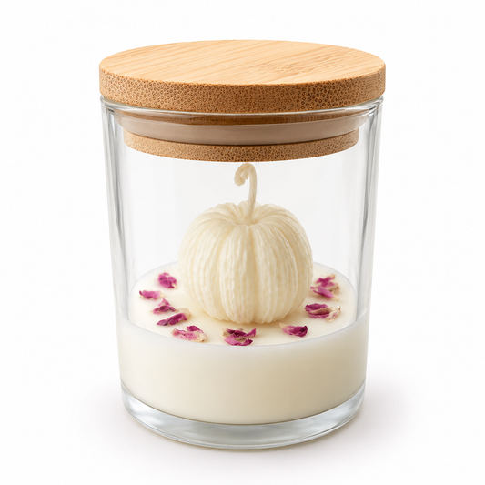 Bougie citrouille en verre